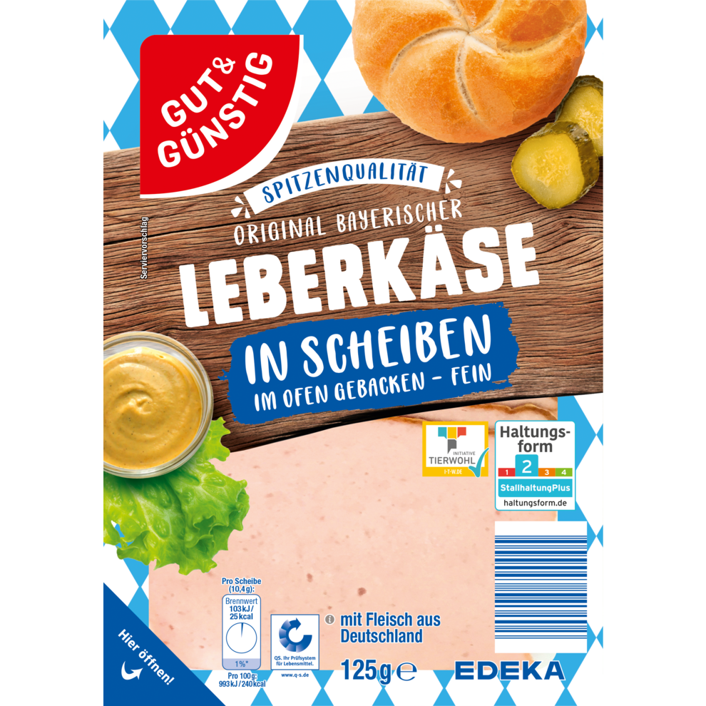 Bayerischer Leberkäse dünne Scheiben EDEKA