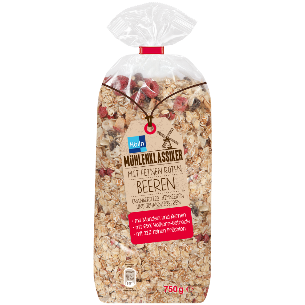 Mühlenklassiker Müsli mit feinen roten Beeren