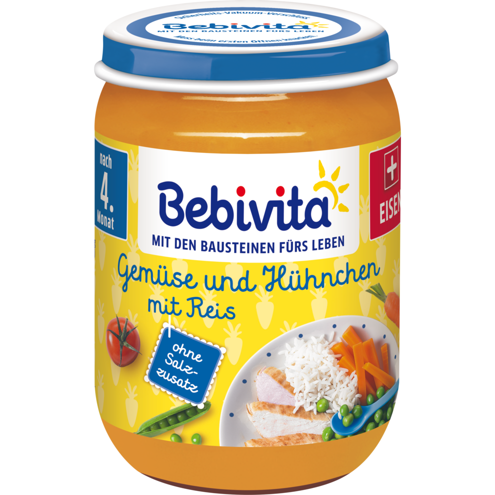 Gemüse und Hühnchen mit Reis ab 5. Monat