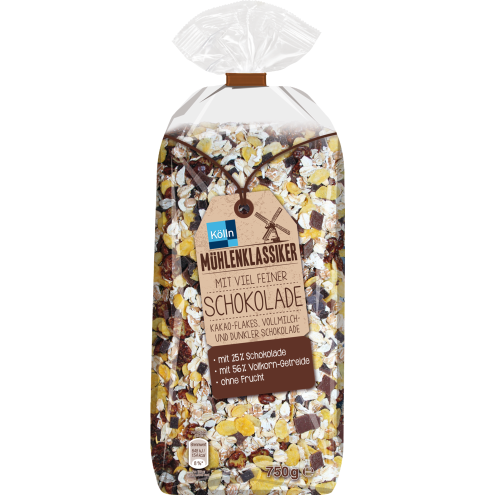 Mühlenklassiker Müsli mit viel feiner Schokolade