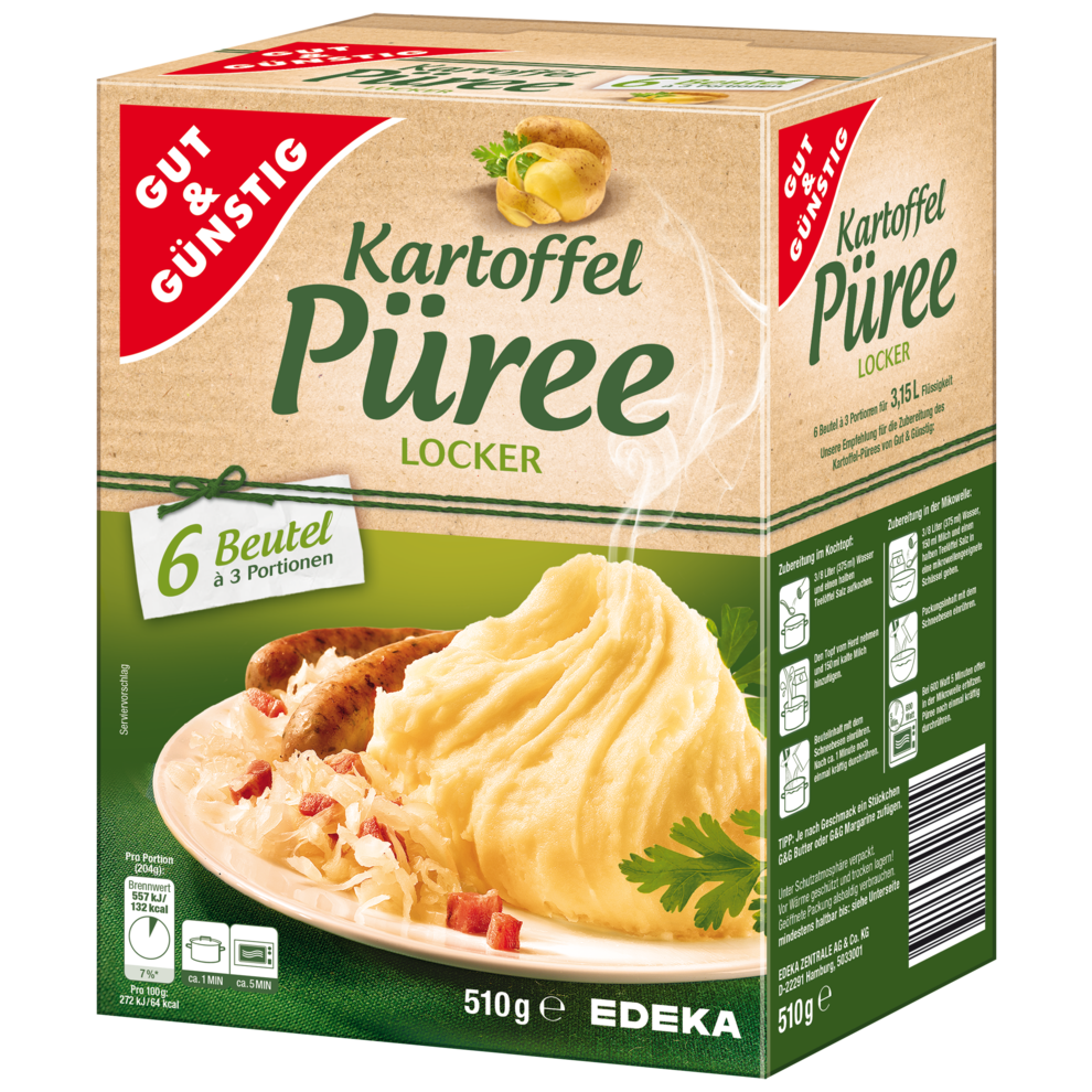 Kartoffelpüree 18 Portionen (6 x 3 Portionen)