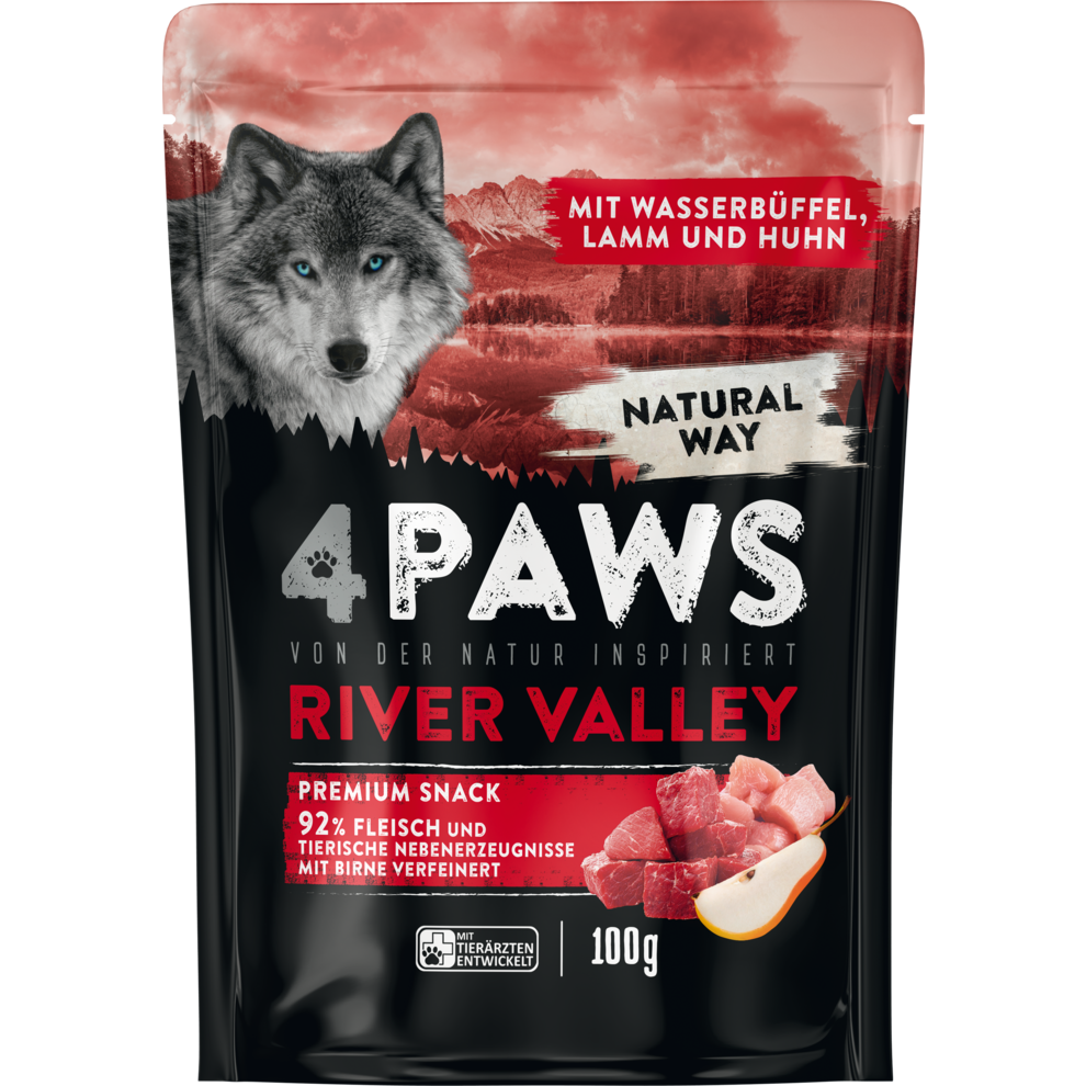 River Valley mit Wasserbüffel, Lamm und Huhn
