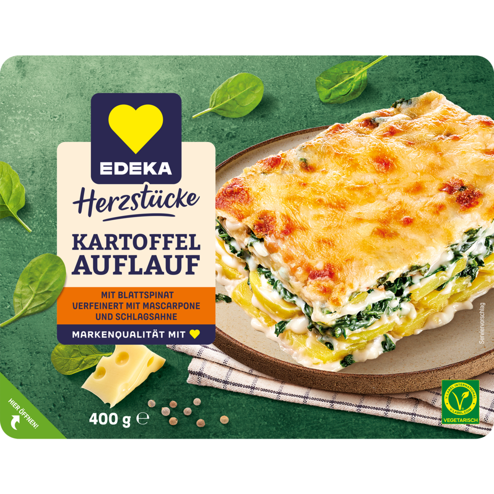 Kartoffelauflauf mit Blattspinat