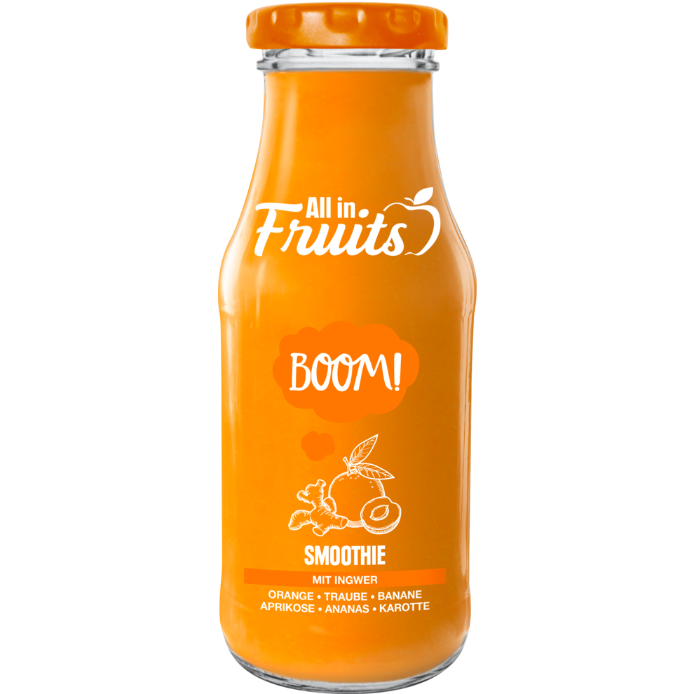 Smoothie Orange-Traube-Banane-Aprikose-Ananas-Karotte-mit Ingwer