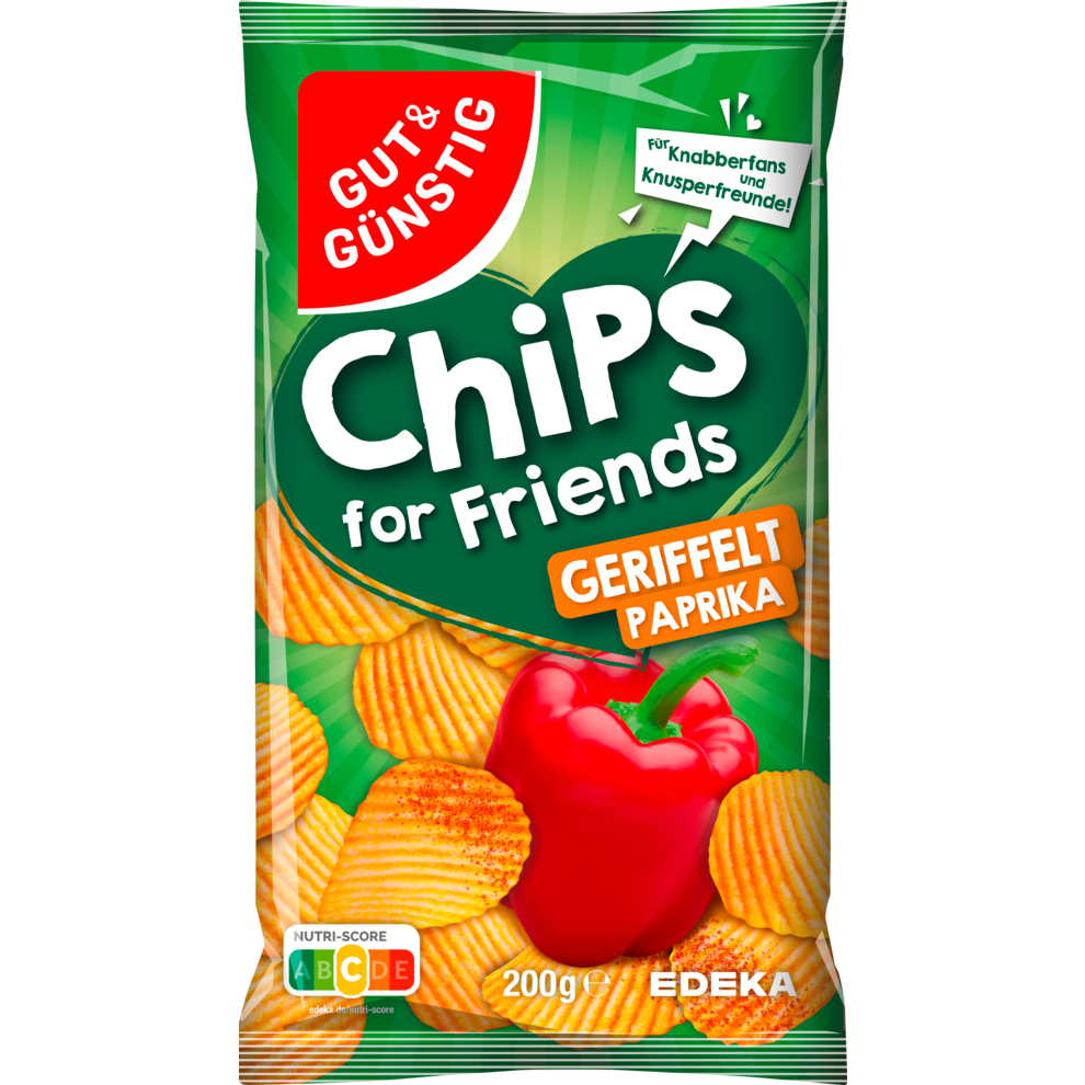 Paprika-Chips geriffelt