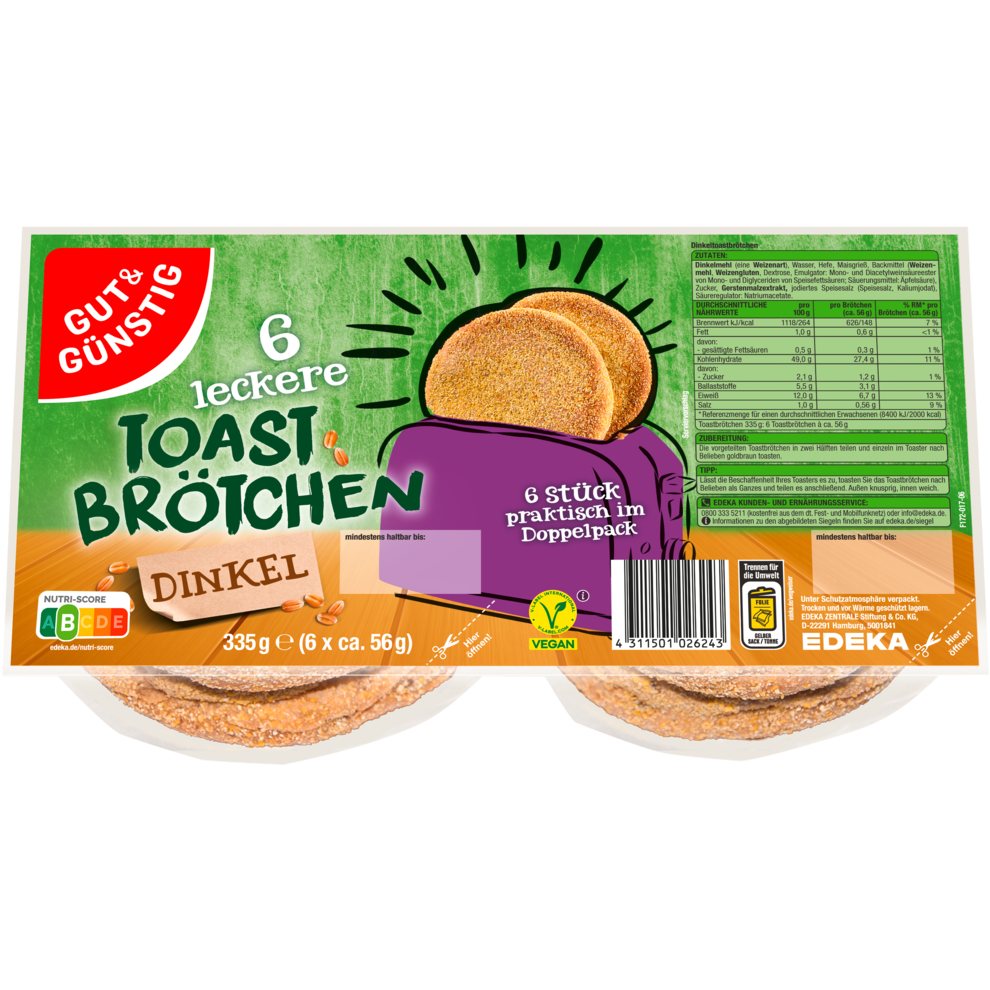 Dinkel-Toastbrötchen