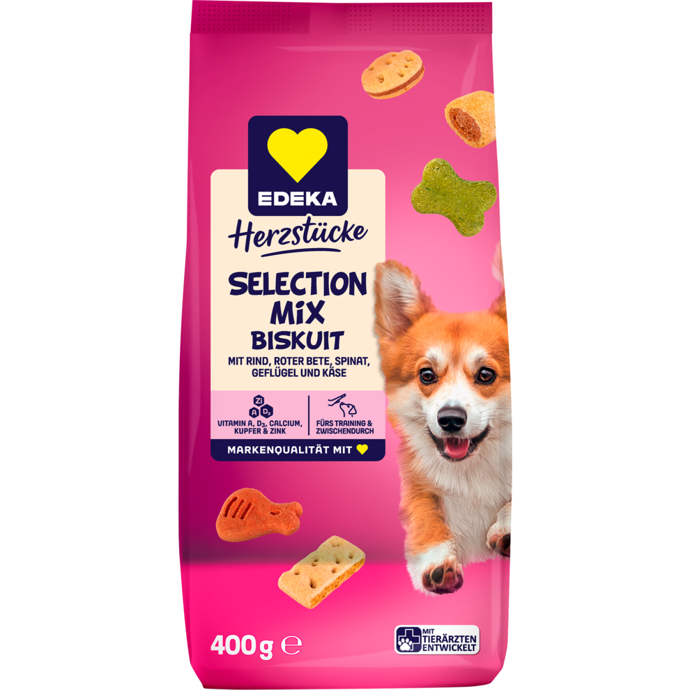 Biskuit Selection Mix mit Rind, roter Bete, Spinat, Geflügel und Käse