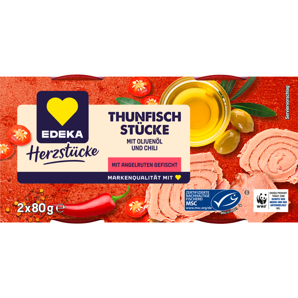 Thunfischstücke mit Olivenöl und Chili