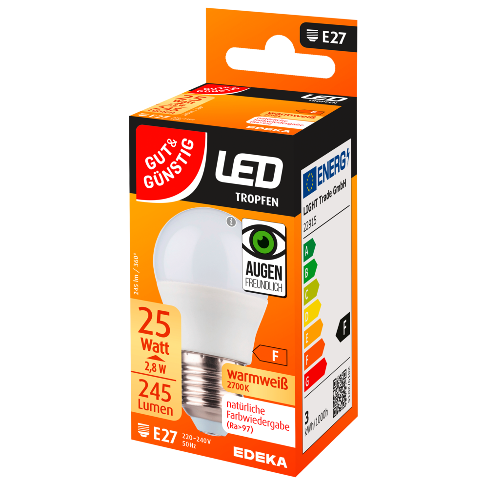 LED Tropfen E27, 245 Lumen, 2,8 Watt