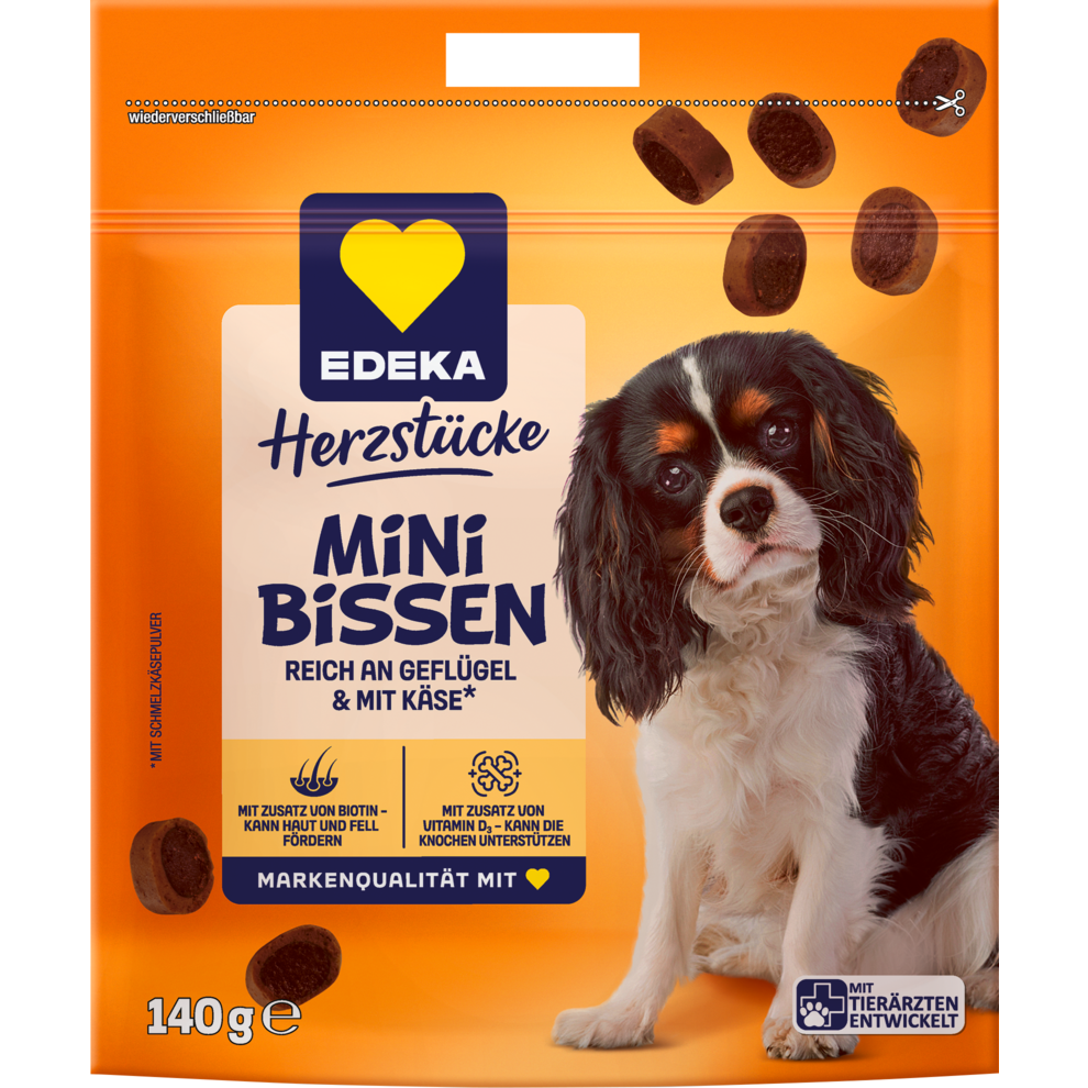 Mini  Bissen reich an Geflügel und mit Käse