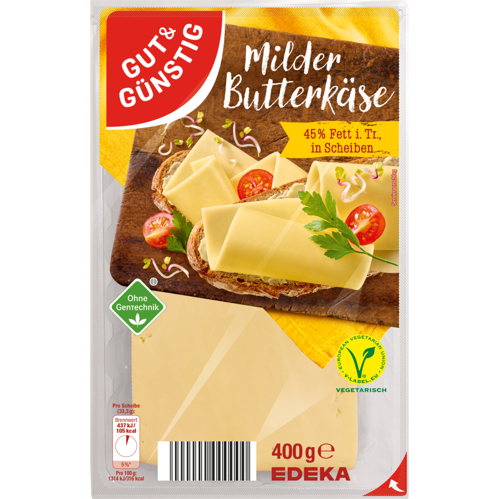 Butterkäse in Scheiben 45% Fett.i.Tr.