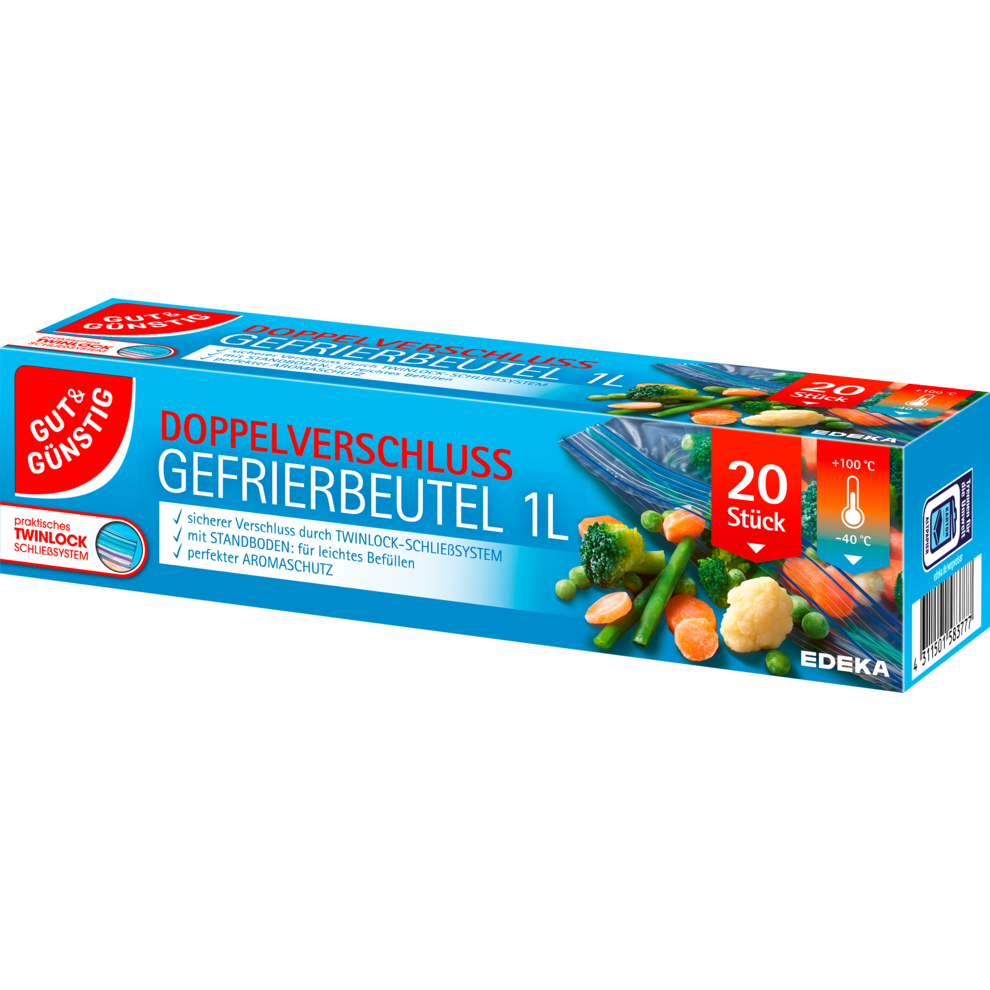 Doppelverschluss Gefrierbeutel 1 Liter