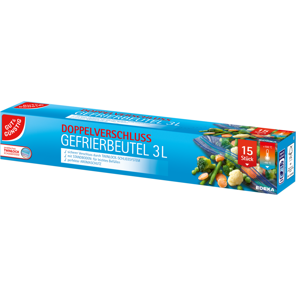 Doppelverschluss Gefrierbeutel 3 Liter