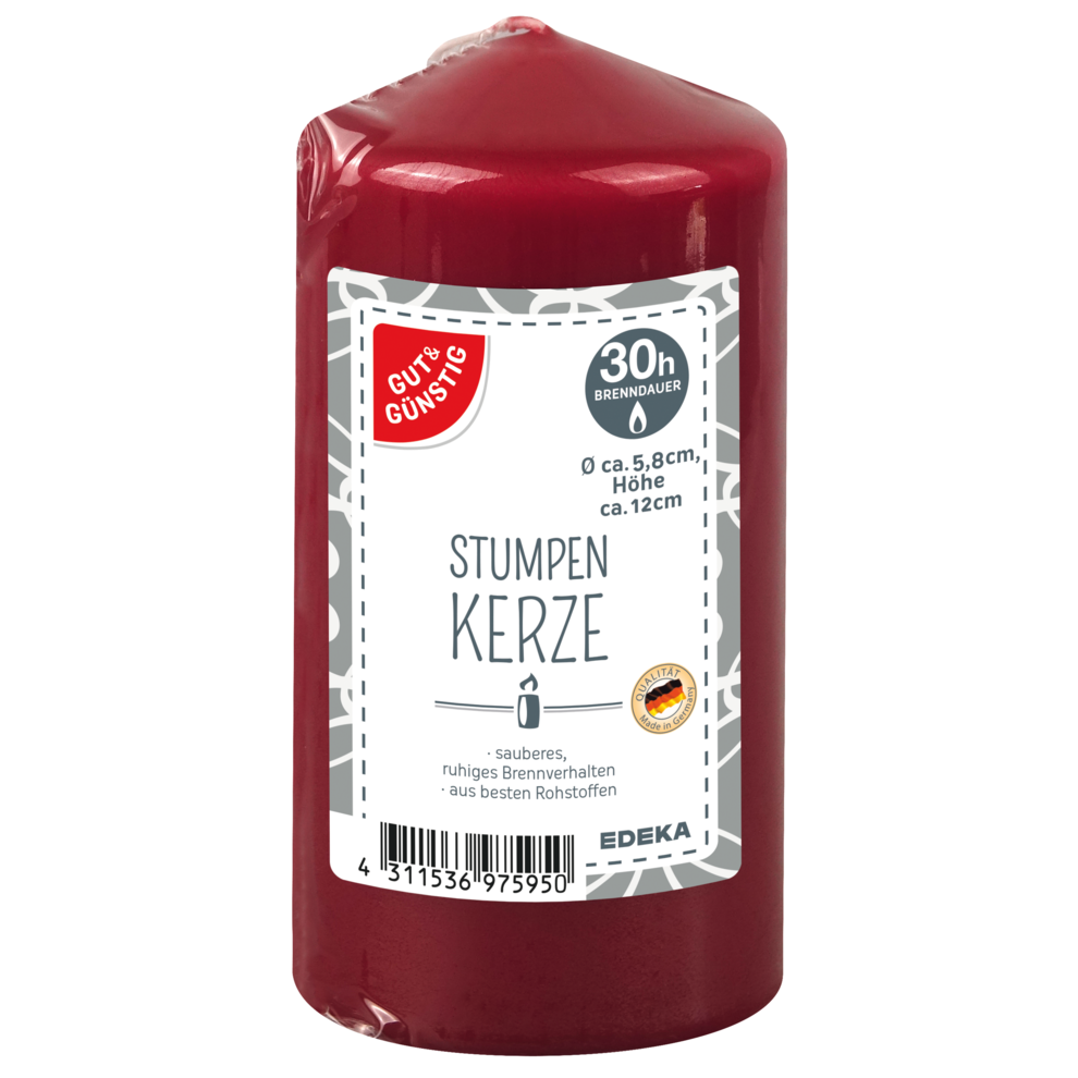Stumpenkerze 120/60 mm, rot
