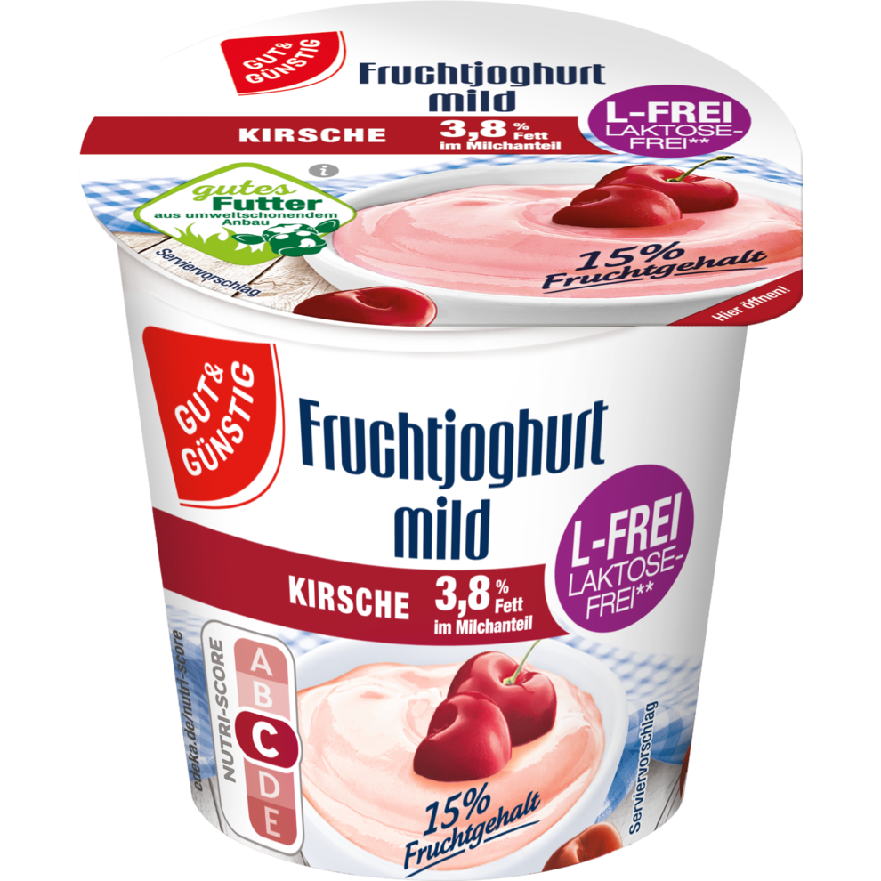 Laktosefreier Fruchtjoghurt 3,8% Fett Kirsche
