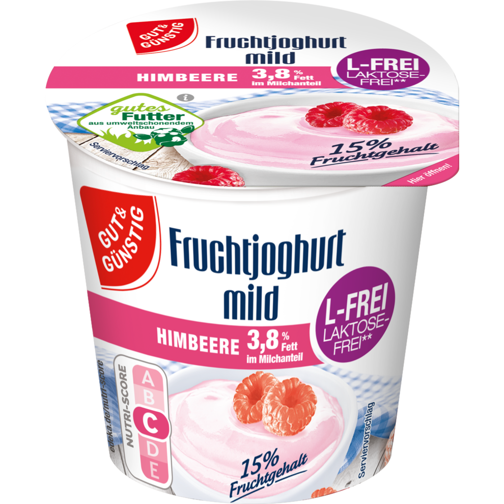 Laktosefreier Fruchtjoghurt 3,8% Fett Himbeere