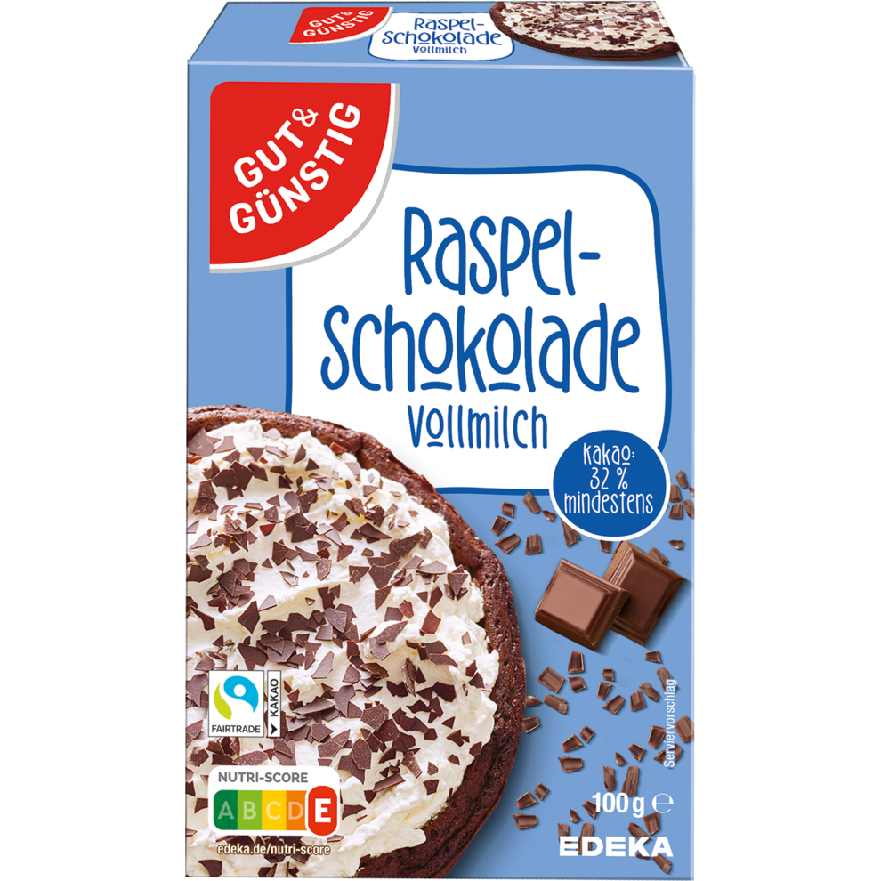 Fairtrade Raspelschokolade, Vollmilchschokolade