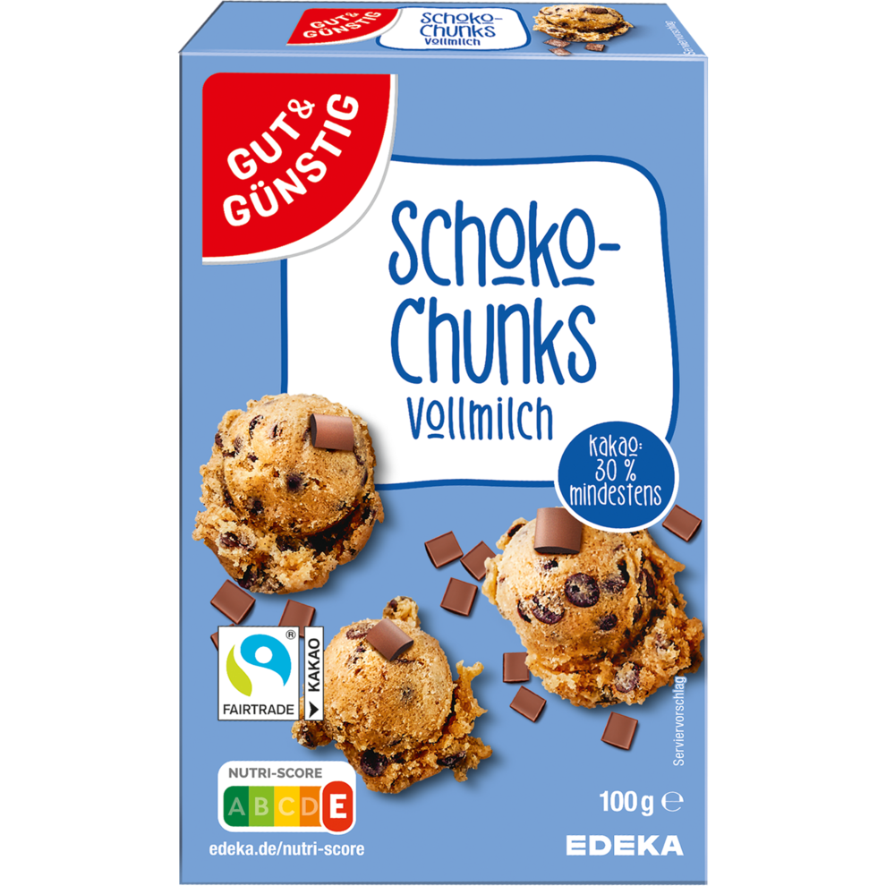 Faitrade Schoko-Chunks, Vollmilchschokolade