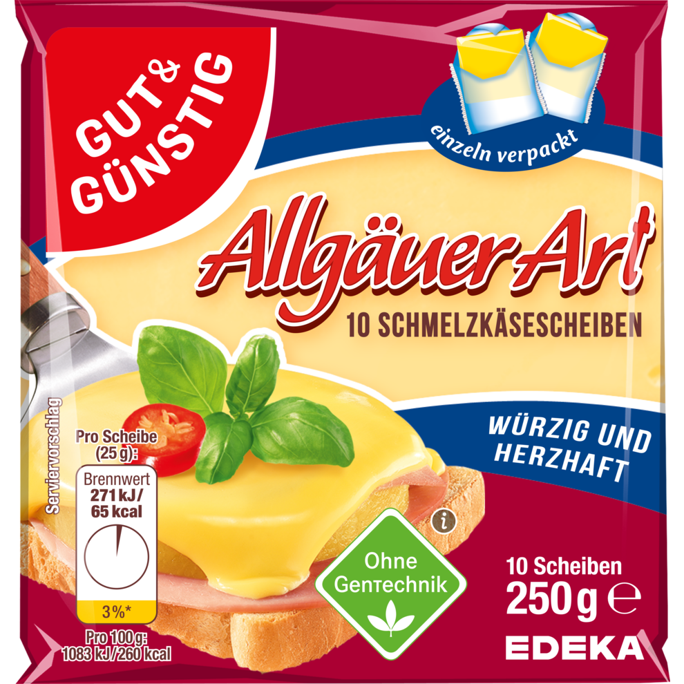 Schmelzkäsescheiben Allgäuer-Art 35% Fett i. Tr.