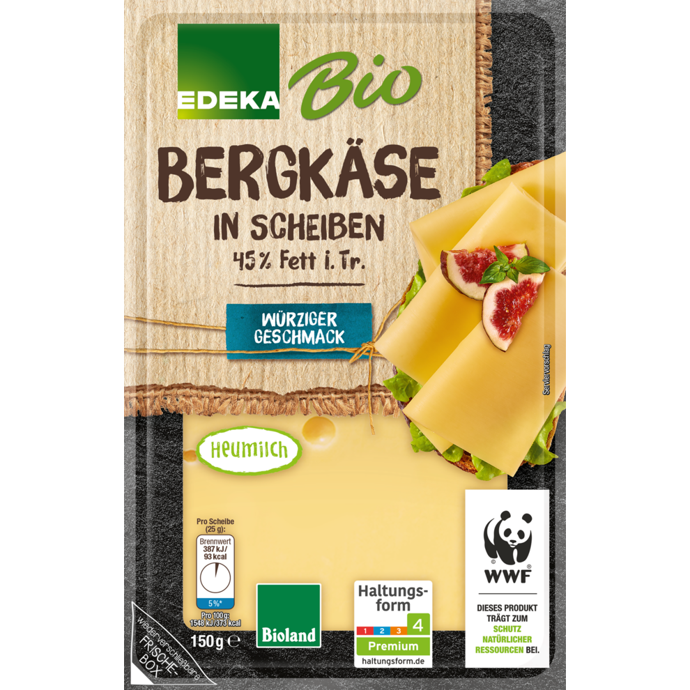Bergkäse in Scheiben 45% Fett i. Tr.