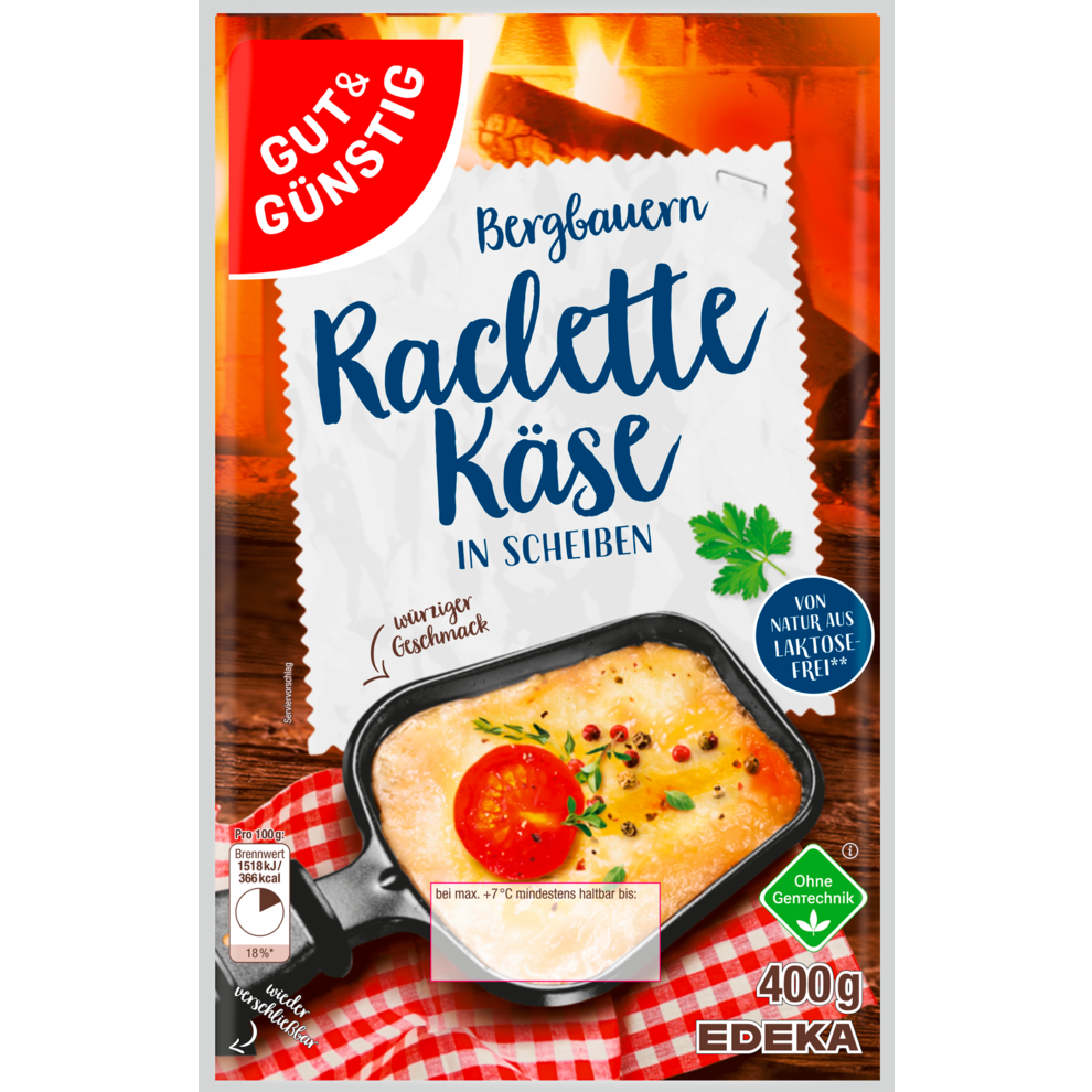 Raclette Käse in Scheiben