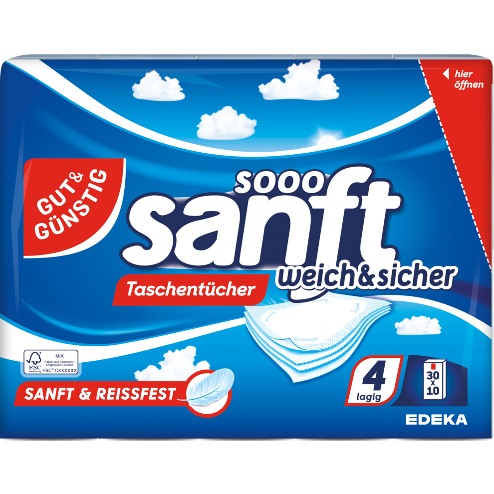 Taschentücher weich und sicher 30er