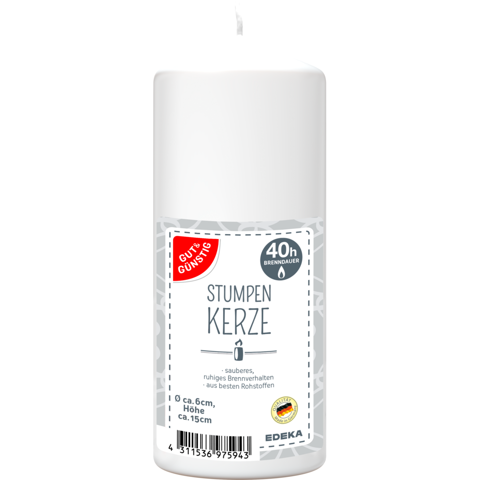 Stumpenkerze 150/60 mm, weiß