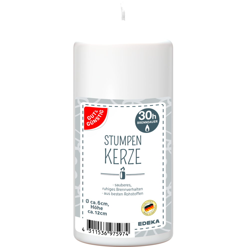 Stumpenkerze 120/60 mm, weiß