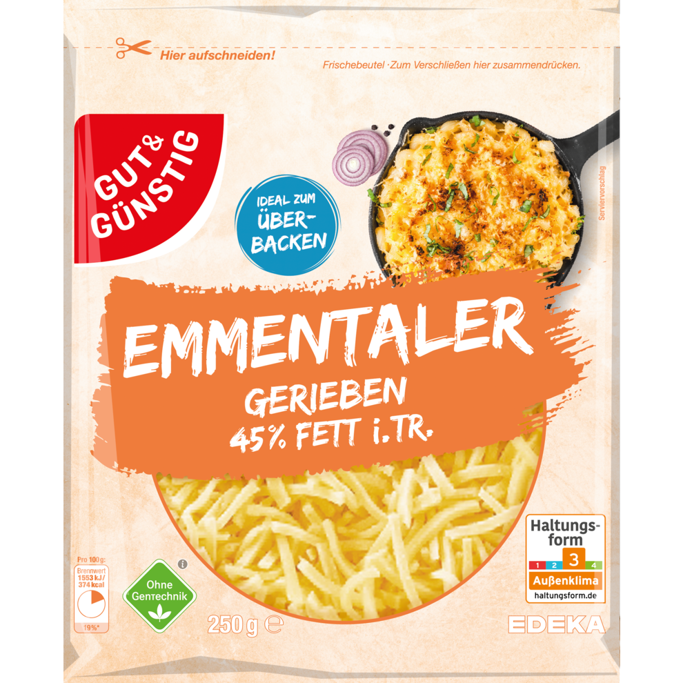 Emmentaler gerieben 45 % Fett.i.Tr.