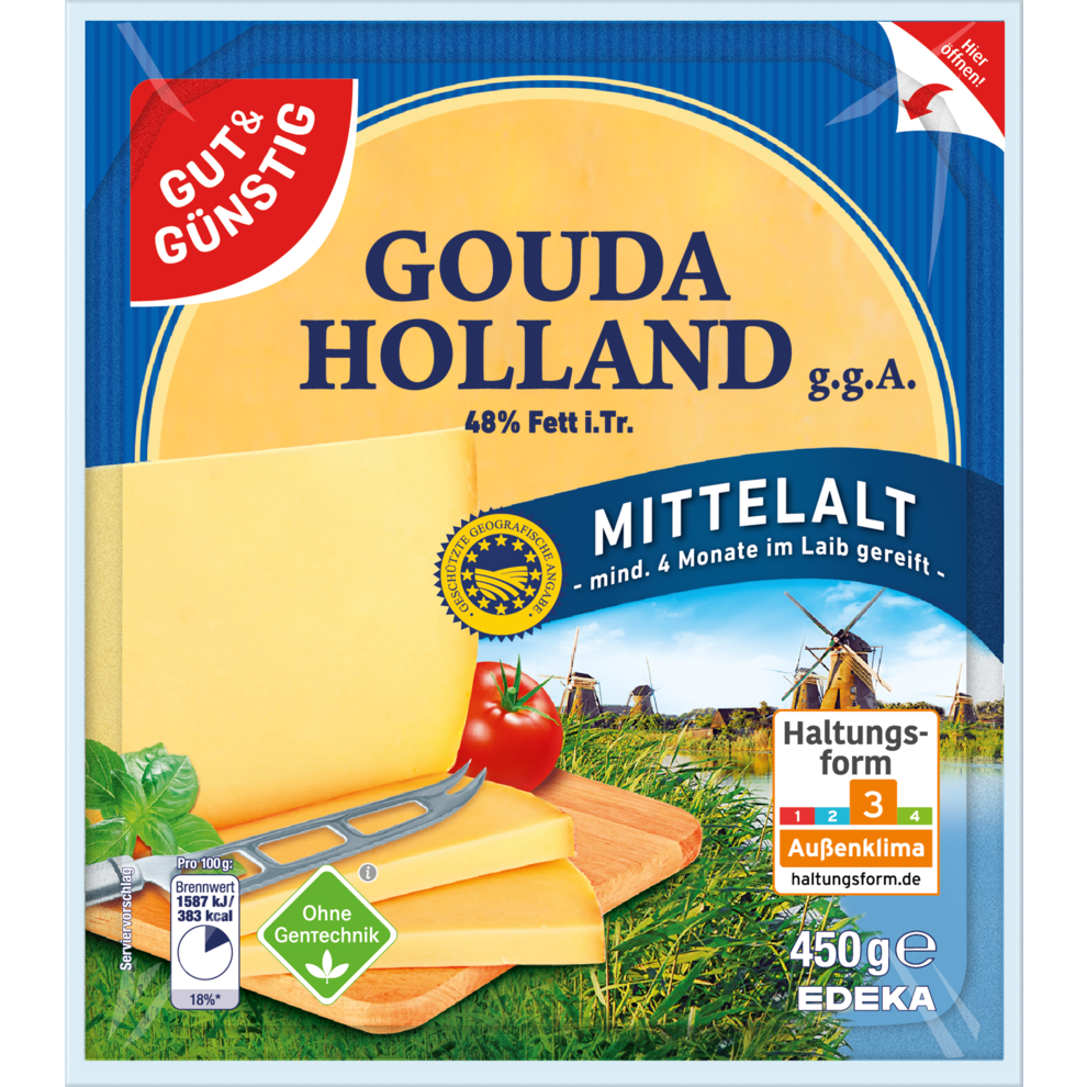 Mittelalter Gouda Holland am Stück 48% Fett i. Tr.