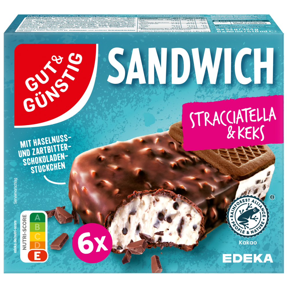 Sandwich Stracciatella & Keks, 6 Stück