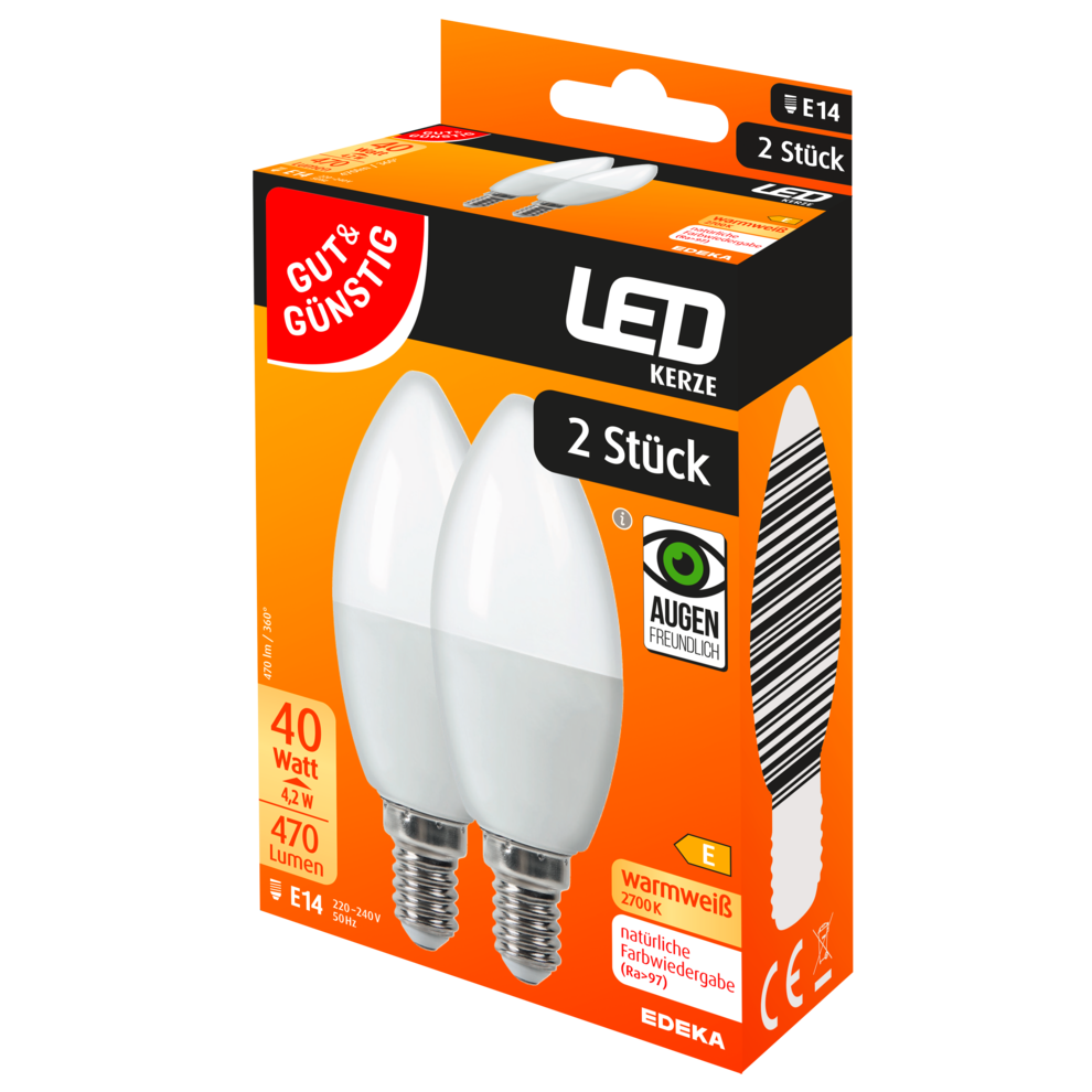 LED Kerze E14, 470 Lumen, 4,2 Watt
