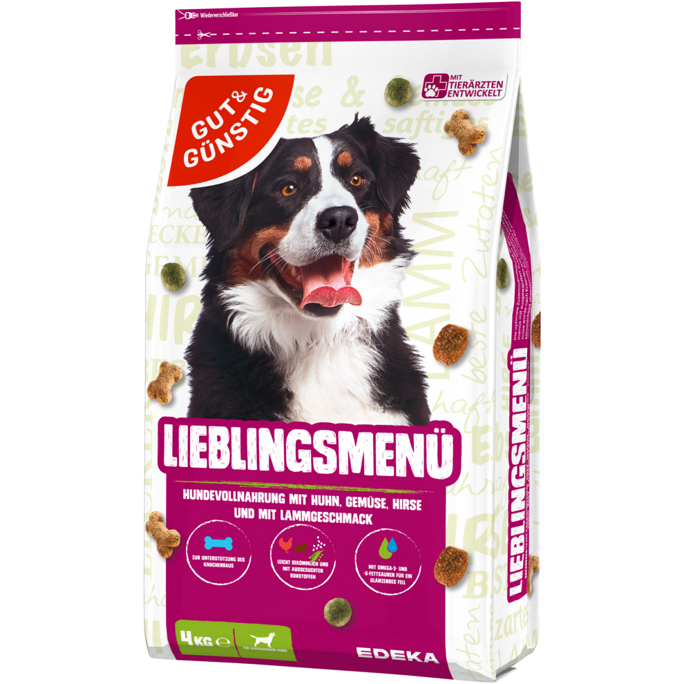 Lieblingsmenü mit Huhn, Gemüse, Hirse und mit Lammgeschmack