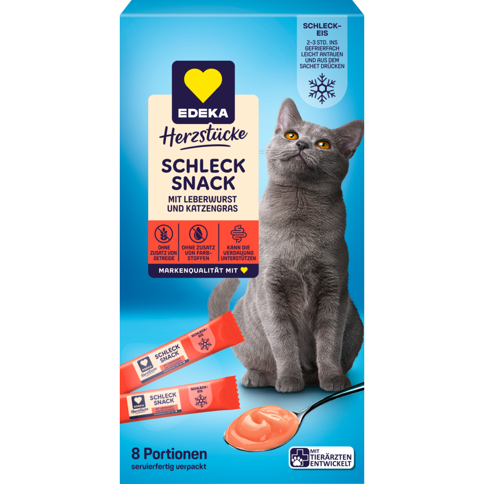 Schleck Snack mit Leberwurst & Katzengras