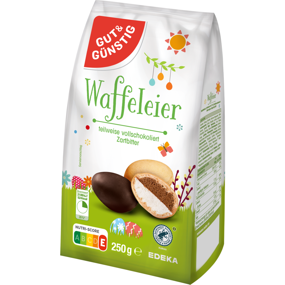 Waffeleier teilweise schokoliert Zartbitter