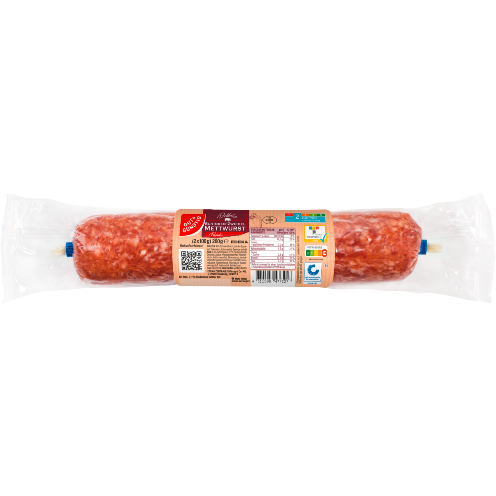 Schinken-Zwiebelmettwurst mit Paprika