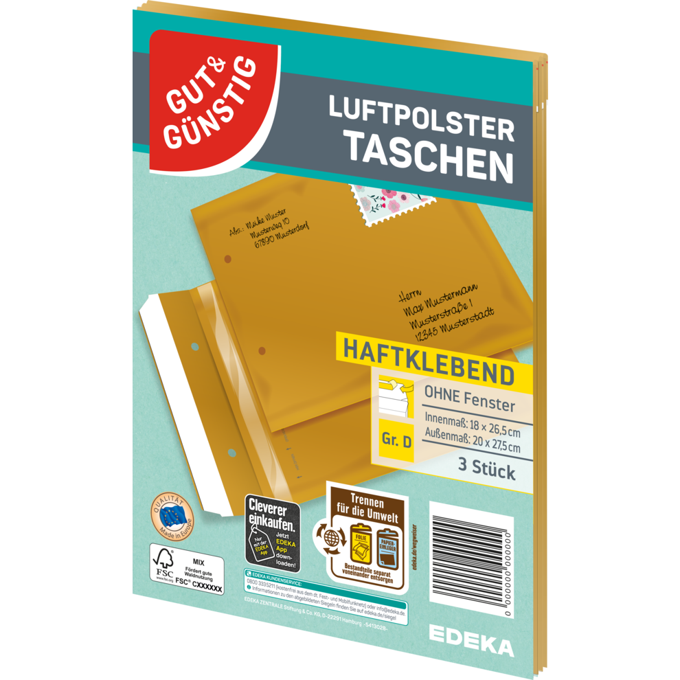 Luftpolstertaschen D, ohne Fenster