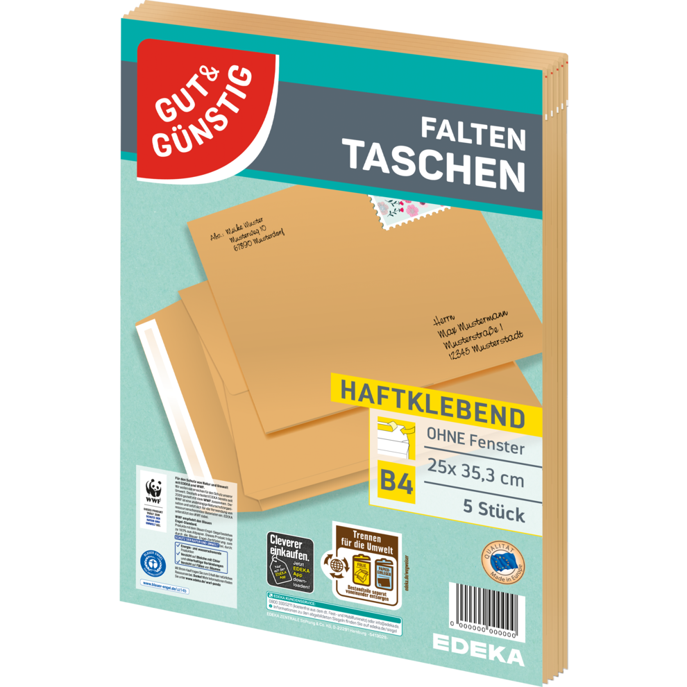 Faltentaschen B4, ohne Fenster