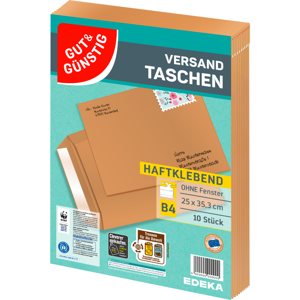 Versandtaschen B4, ohne Fenster