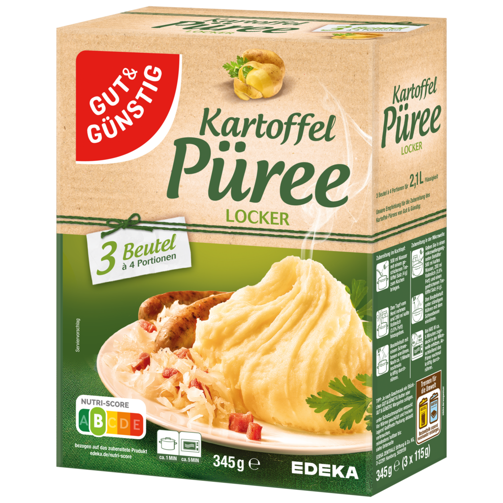 Kartoffelpüree 12 Portionen (3 x 4 Portionen)