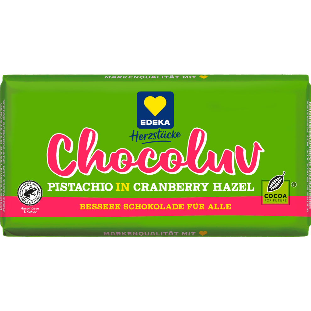 Chocoluv Pistazie, Cranberry, Haselnuss
