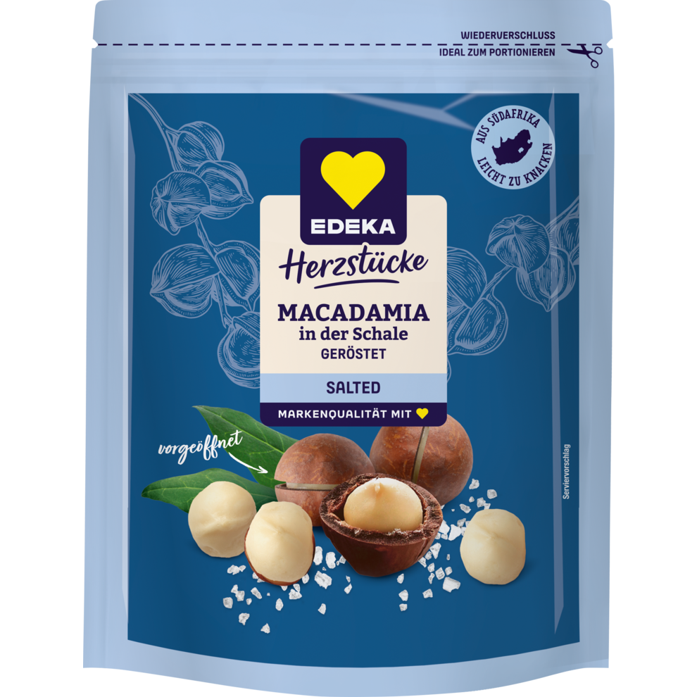 Macadamias in der Schale geröstet, Salted