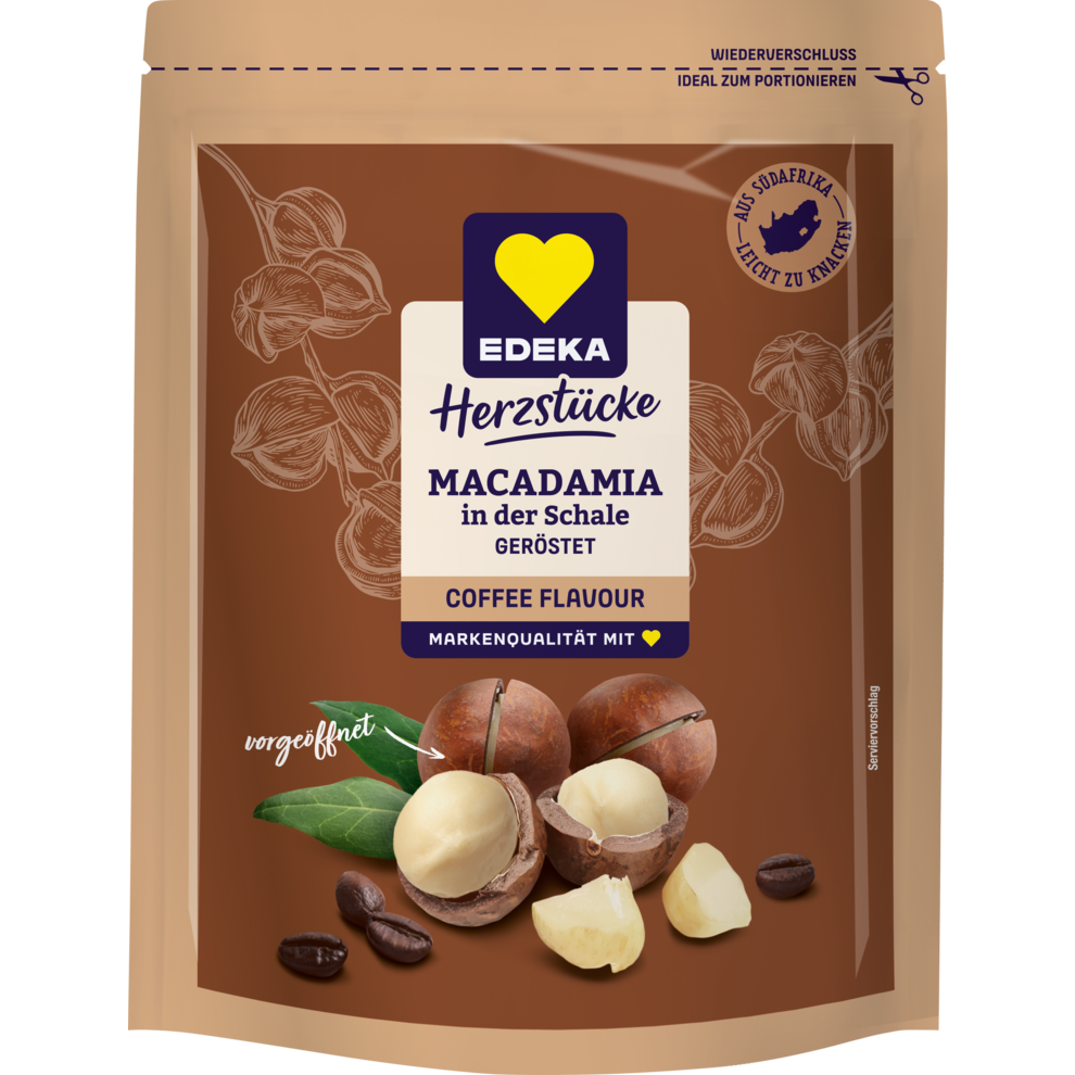 Macadamias in der Schale geröstet, Coffee Flavour