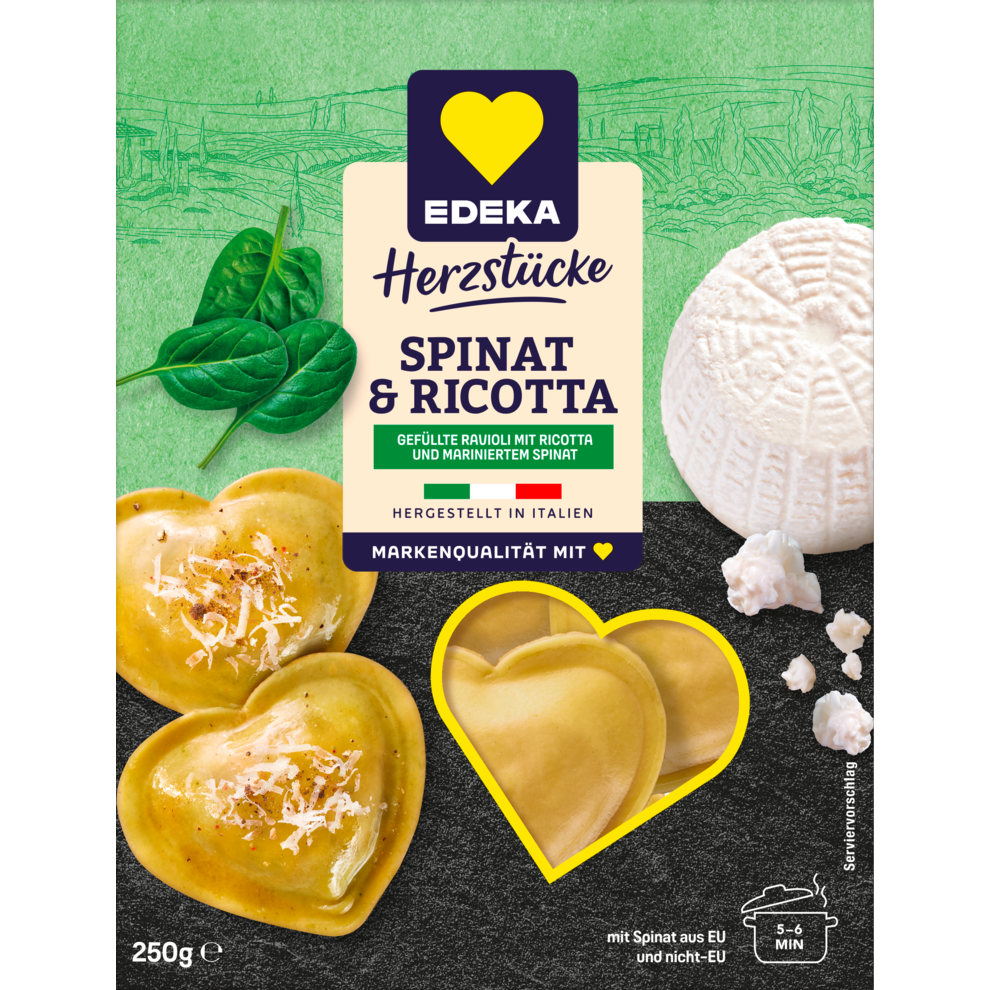 Ravioli-Herzen Spinat-Ricotta
