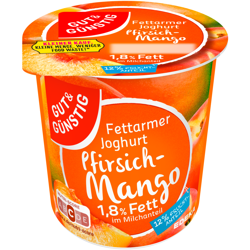 Fettarmer Fruchtjoghurt 1,8% Fett Pfirsich-Mango