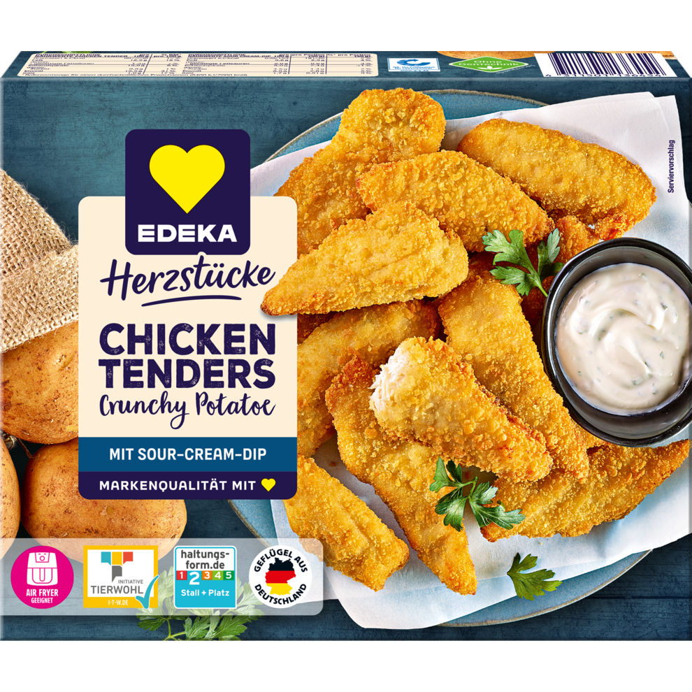 Chicken Tenders Crunchy Potato Style mit Sour-Cream-Dip
