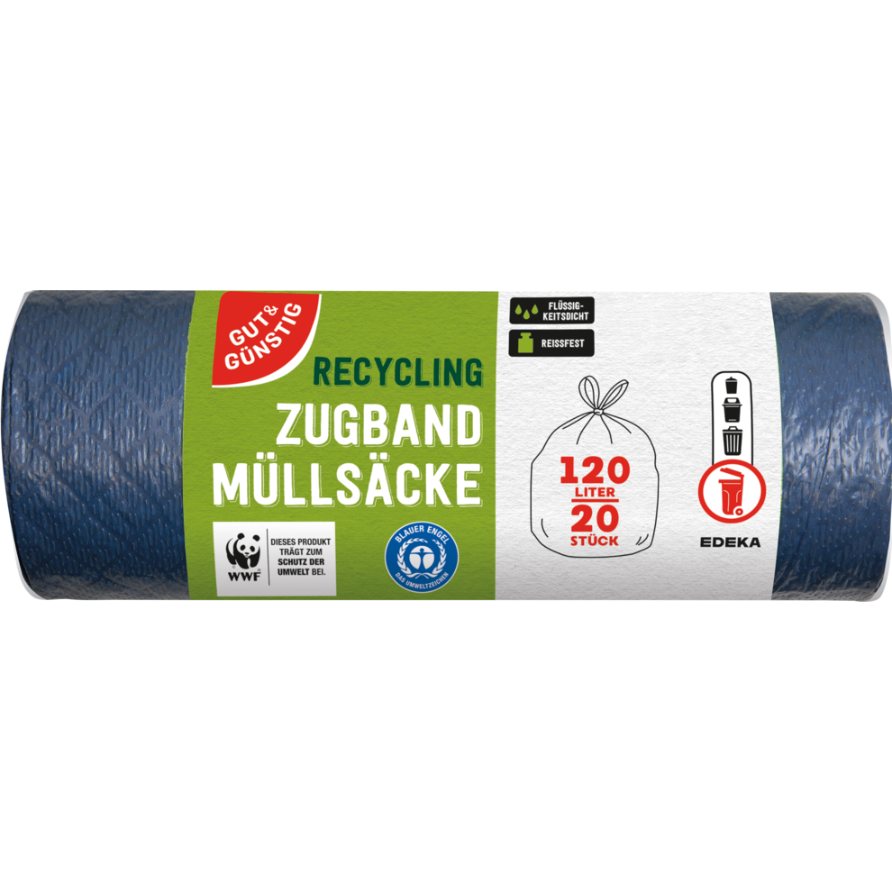 Recycling-Müllsäcke mit Zugband 120 Liter