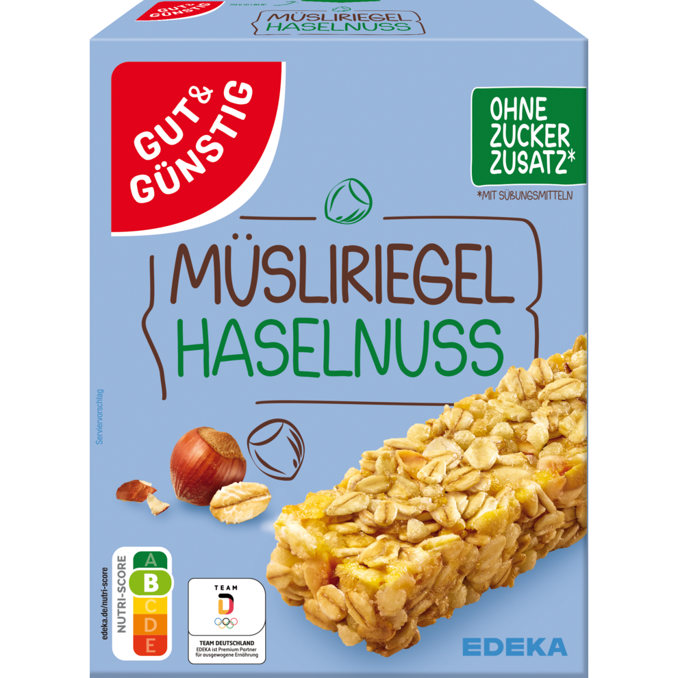 Müsliriegel Haselnuss ohne Zuckerzusatz