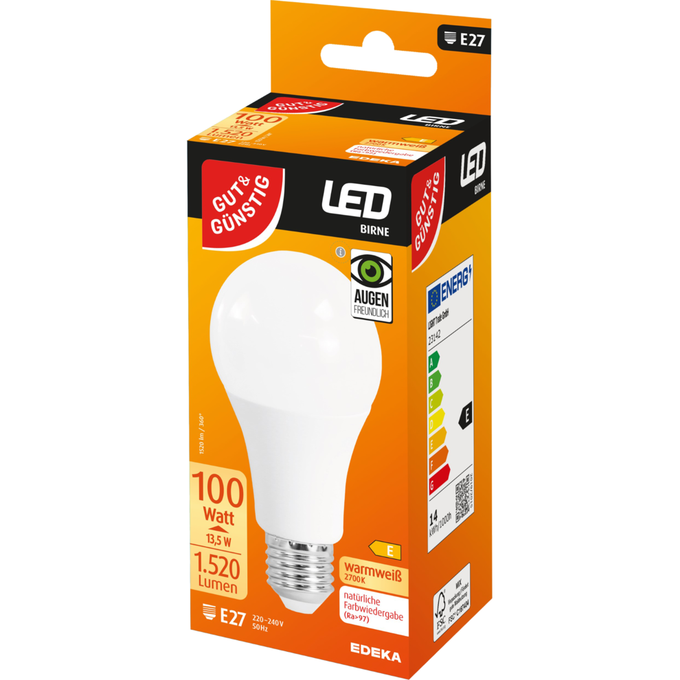 LED Birne E27, 1.520 Lumen, 13,5 Watt