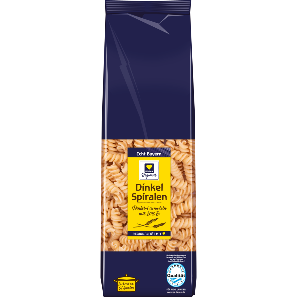 Dinkel-Eiernudeln Spiralen